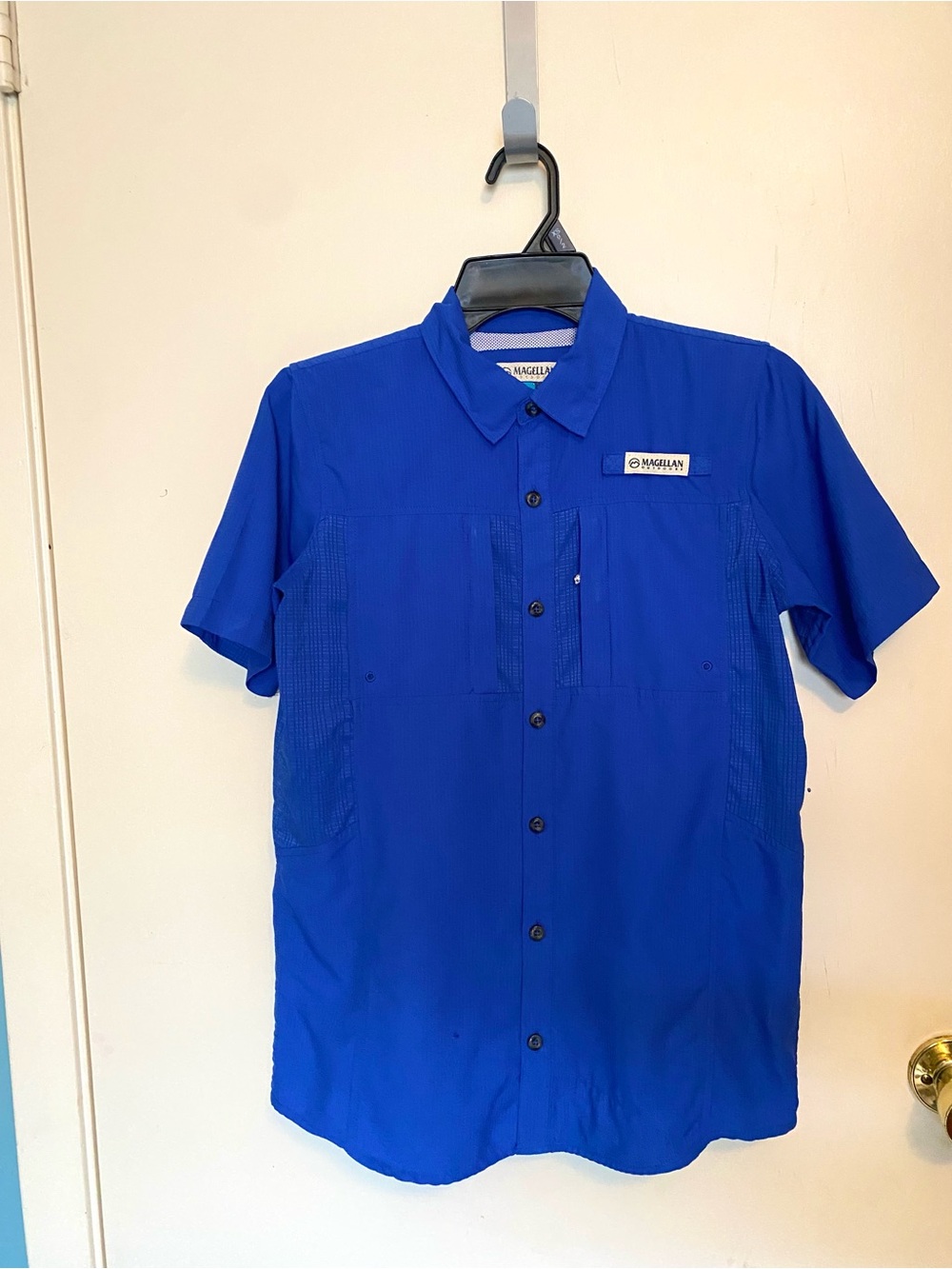 Magellan Outdoors Boys Blue Short-Sleeve Fishing Shirt